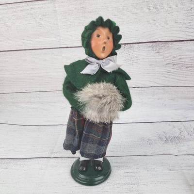 As Is Read Byers Choice Christmas Caroler Girl With Muff Plaud Skirt 1998 Vtg