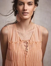 Floreat Anthropologie Calla Lace-Up Tank Top Ruched Blouse Peach Size 2 $118