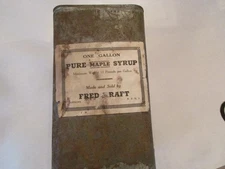 Antique Maple Syrup Tin Metal Can -1 gallon - Hopkins, Michigan