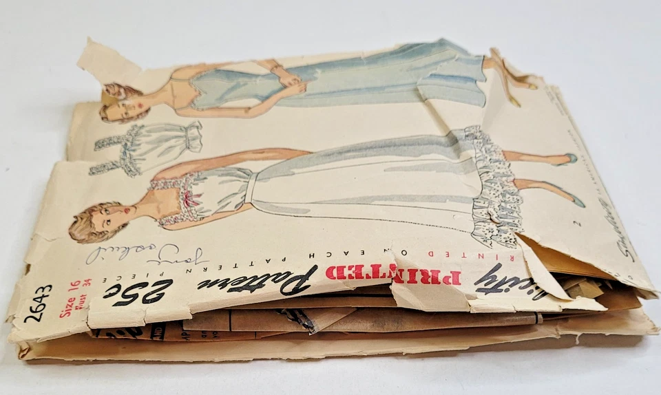 Винтажный 40-х Simplicity шитье узор 2643 мисс скольжения юбки камзол размер 16 B34 вырез - Изображение 3 из 4