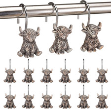 12 Pcs Highland Cow Shower Curtain Hooks Western Shower Curtain Hooks Stainless
