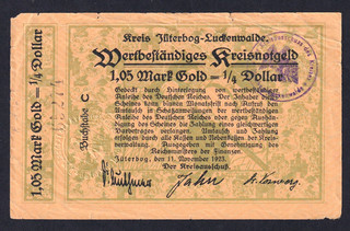 Jüterbog Kreis Jüterbog Luckenwalde 1 05 Mark Gold 11.11.1923