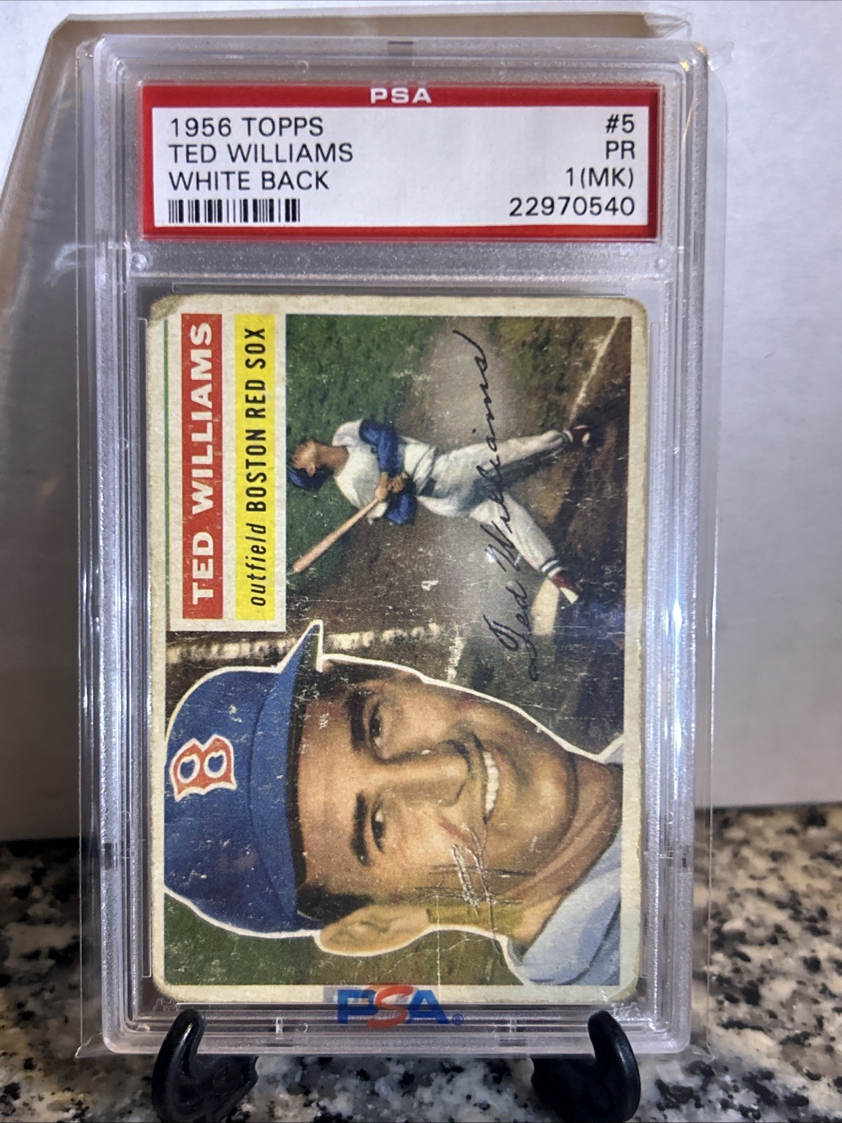 1956 Topps TED WILLIAMS White Back #5 Graded PSA 1