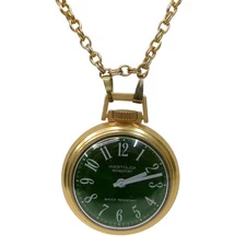 Westclox Scepter Green Face Gold Tone Pendant Necklace Watch Vintage