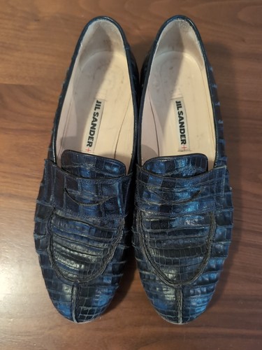 Jil Sander Crocadile Penny Loafers Women Size 37.5 (Size 7) Aged Patina Rare - Bild 2 von 9
