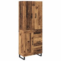 Vintage Highboard 2Er-Set Aus Altholz Mit Schubladen 69,5X34X180 Cm