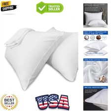 White Pillow Cases Standard Size Set of 4 100 Cotton Pillowcases with Zipp...