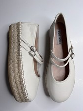 Steve Madden Women's Brinn Mary Jane Platform Espadrille Flats, White, Size 8