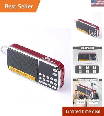 Lightweight Mini AM/FM Radio & MP3 Speaker with Flashlight - Clear Sound, Red