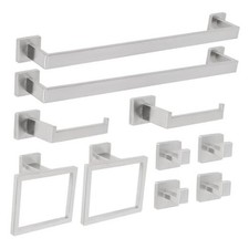 10 PCS Bathroom Hardware Accessories Set 23.6 Inch Stainless Steel Bath Silver
