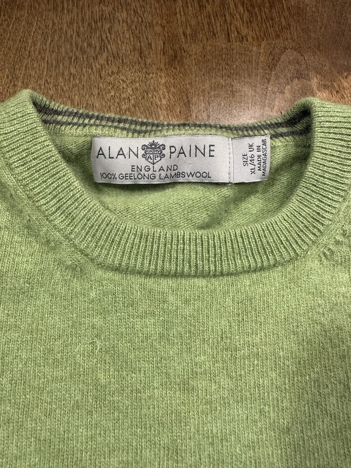 Alan Paine Women’s Sweater XL 100% Wool Light Green – Classic Knit Pullover - Image 2 of 4