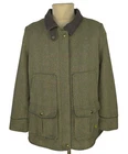 Joules Fieldcoat Tweed Jacket Women US 14 UK 18 Green Wool Blend Country Coat