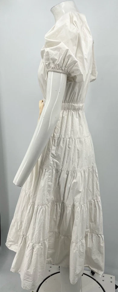 Vestido midi Ulla Johnson ALTRD MANCHADO 'Olina' blanco algodón manga corta talla 4 Foto 3 de 4