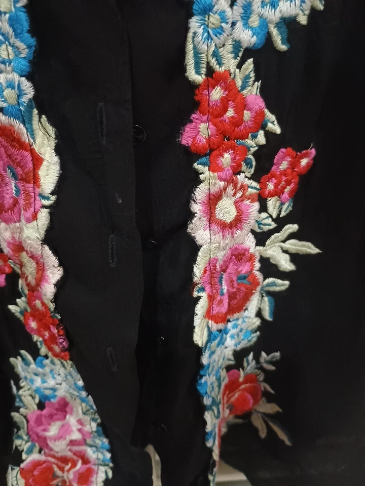 Жилет/топ Johnny Was БОЛЬШОЙ Б/у Отличное состояние товара Цветочная Кнопка Спереди - Изображение 3 из 4