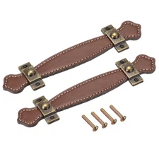 2Pcs Drawer Pulls 6.3" Leather Dresser Handles Door Knobs Cupboard Pull Brown