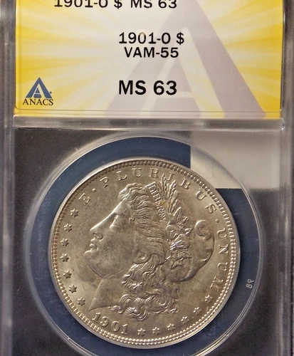 1901-O  MORGAN DOLLAR  *BRILLIANT WHITE LUSTER*  MS-63   VAM-55  *SLANTED DATE*