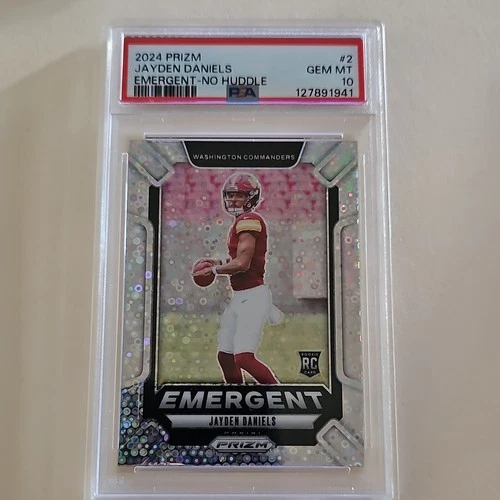 Panini 2024 Prizm Emergent No Huddle Prizm Jayden Daniels Rookie #2 PSA 10