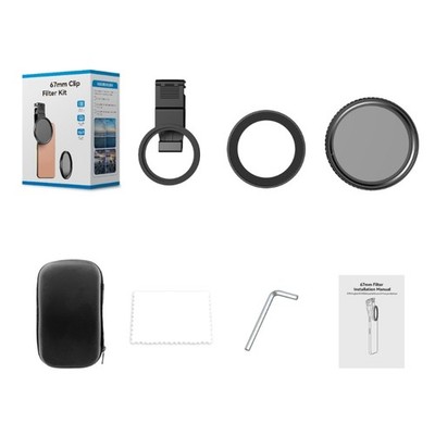 Phone Camera Lens ND Filters with Clip & Adapter Rings ND2-ND32 Lens Filter