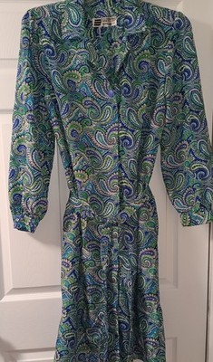 Don Elliott Sport Dress Women's Paisley Blue Dress Size 16
