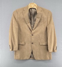 Chaps Tan Faux Suede Sport Coat Blazer Classic Lined Dress Jacket 42L