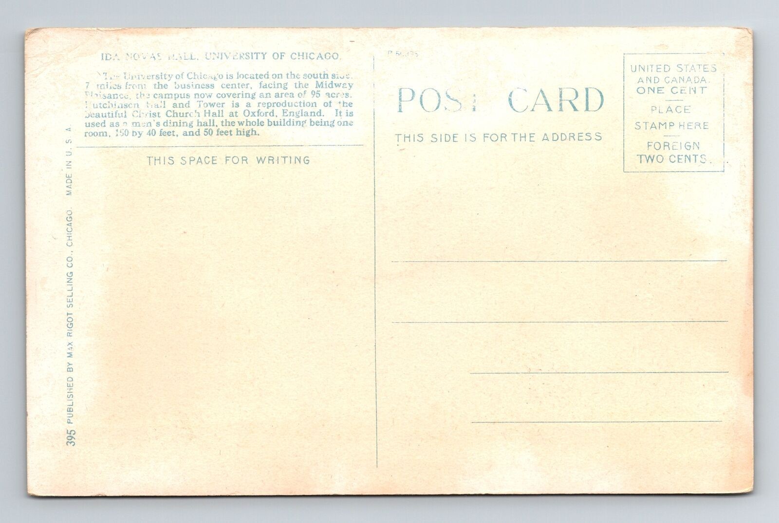 Chicago IL-Illinois, Ida Novas Hall, University, Vintage Postcard