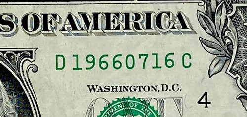1966 JULY 16 Birthday Year Note D 19660716 C Fancy Serial Number $1 Dollar Bill - Picture 2 of 7