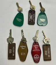 Lot Of 7 Vintage Holiday Inn Hotel Motel Room Keys & Fobs Various Locations