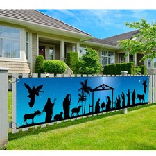 Manger Scene Religious Christmas Yard Signs-Holy 9.8x24 inches, Multicolor