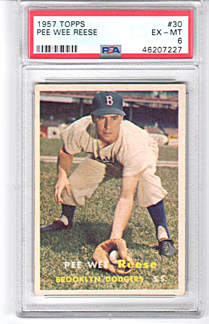 1957 Topps #30 Pee Wee Reese PSA 6 HOF Brooklyn Dodgers Centered
