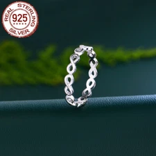 CWWZircons Sterling 925 Silver Infinity Symbol Tennis Ring Bridal Wedding Band