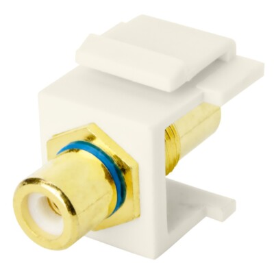 Skywalker RCA Female to RCA Female Keystone Jack Insert, Blue Band, Light Almond