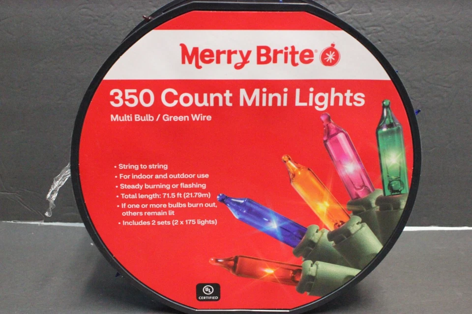 350 Count Merry Brite 350 Count Mini Lights Multi Bulb Wire Christmas Holidays - Image 4 of 4