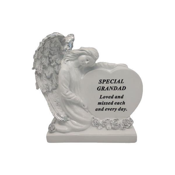 Graveside Plaque Ornament Grandad Memorial Angel With Heart Family Remembrance