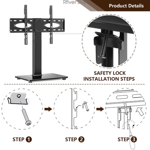 Tabletop TV Stand Base For 3270" TVs Height adjustable Swivel Mount eBay