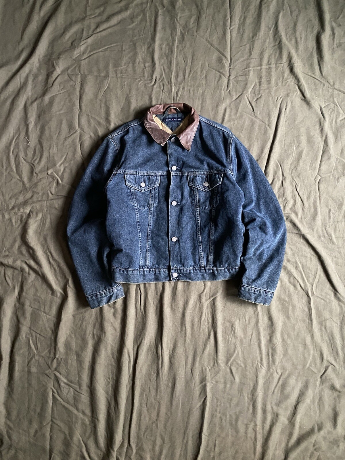 Tommy Hilfiger Vintage USA Men's Light Blue Rider Dungaree Denim Jacket Size L