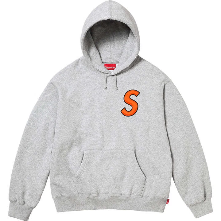 Sweat à capuche gris bruyère logo Supreme S