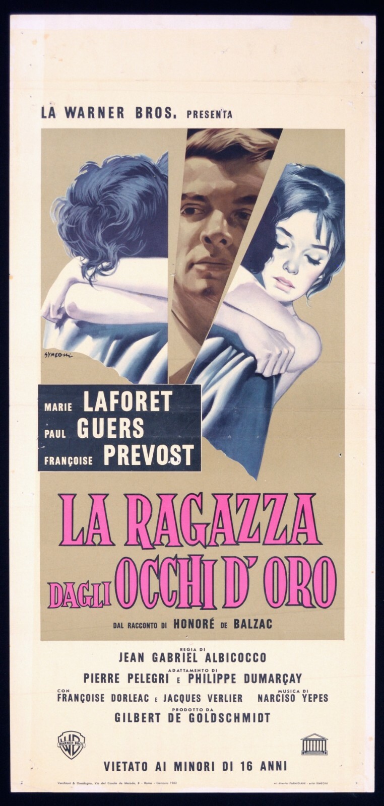 Locandina originale film La ragazza dagli occhi d'oro (1961) - Regia di Jean-Gabriel Albicocco