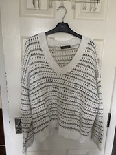 Image of 💕Mint Velvet Grey/Cream Knit Jumper Size L Silver tread RRP £ 98 🌺