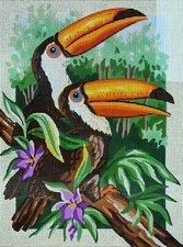 Needlepoint Painted Canvas Gobelin 10453 - Toucans. 16"x20" by Collection D'Art