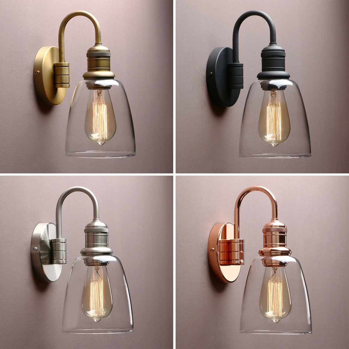 CLOCHE GLASS SHADE RETRO INDUSTRIAL KITCHEN WALL LAMP SCONCE