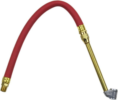 Milton 527 Inflator Gauge Hose Whip - Dual Chuck, Red - 12'' x 1/4'' NPT Fitting