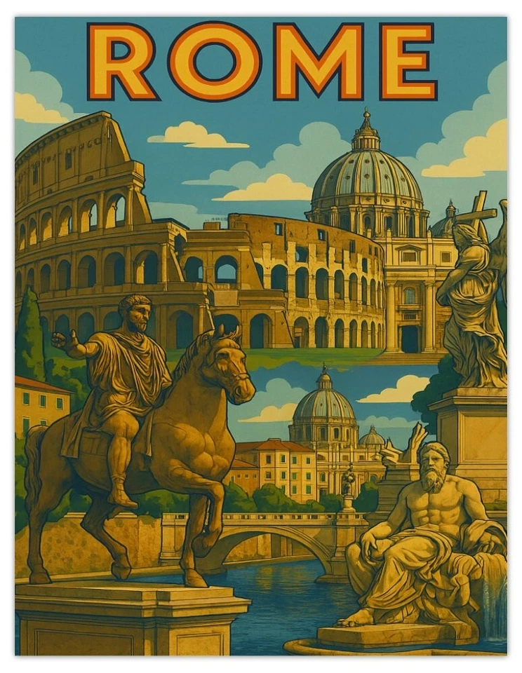 Rome Italy Fridge Magnet 139x107mm | Colosseum Vatican Travel Souvenir Gift