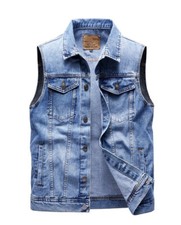 Giubbotto uomo denim giacca cappotto gilet multitasche jeans smanicato giacca top