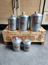 5 barattoli alluminio nidificazione cucina francese antica vintage retrò art deco
