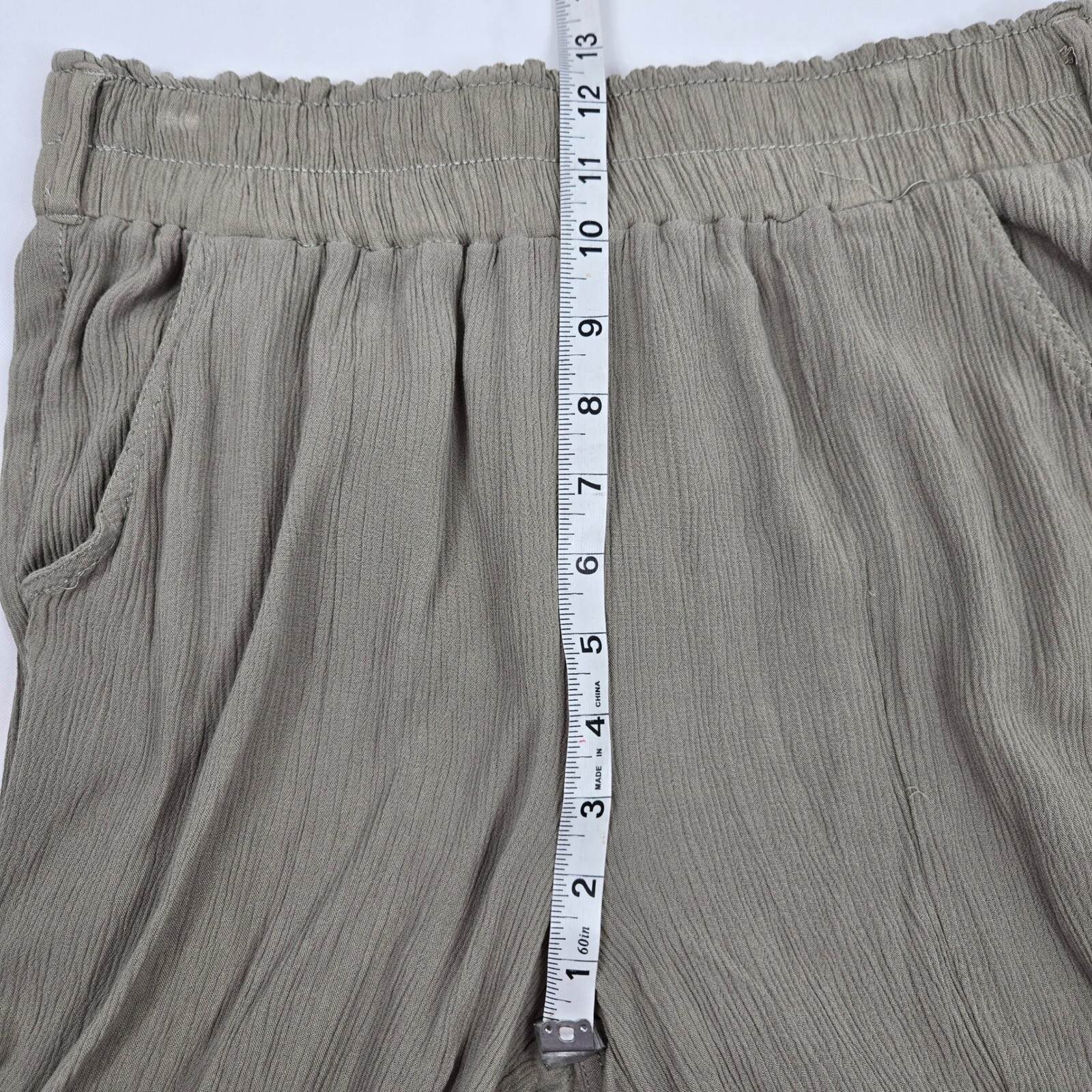Rewash Gauze Pants Split Leg Wide Leg Flowy Comfy Casual Olive Green L Boho Chic