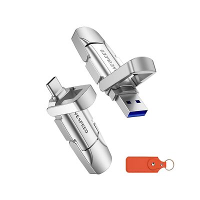 MOVE SPEED 256GB Solid State Flash Drive USB 3.2 520MB/s High Speed Type C US...