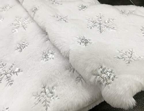 48 Inch Large Christmas Tree Skirt White Tree Skirt Xmas Faux Fur Tree Silver - Picture 5 of 6