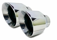 Two 2.5 Stainless Steel Dual Wall Round Universal Exhaust Tip Two 2.5 Stainless Steel Dual Wall Round Universal Exhaust Tip
