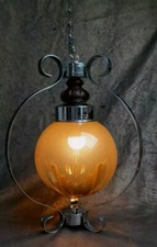 Luce Ciondolo Metà Secolo Vintage Anni 70 Mazzega Murano Vetro Nichel Made In Italy