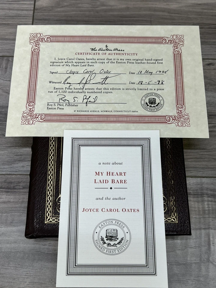 Easton Press MY HEART LAID BARE Signed 1st. Edition by Joyce Carol Oates - Image 3 of 4